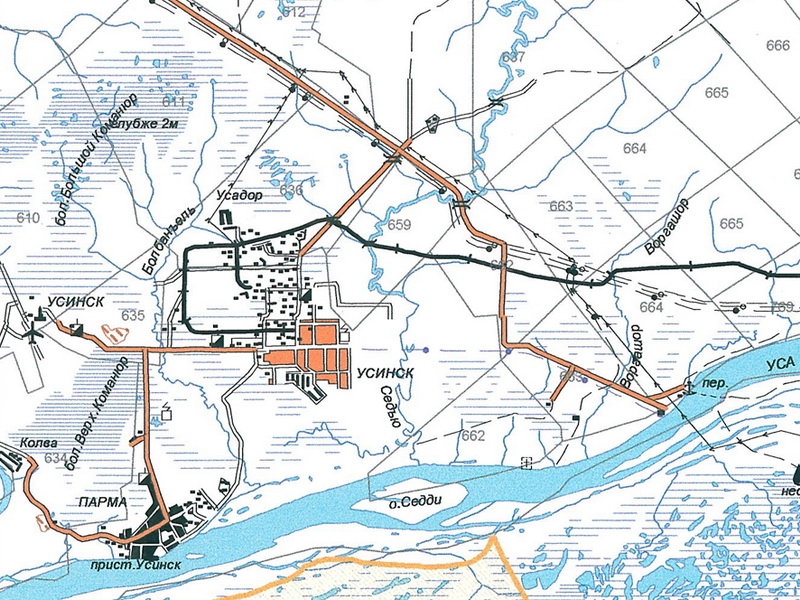 Карта сооружений. Усинск головные сооружения карта. Город Усинск на карте. Карта Усинского района.